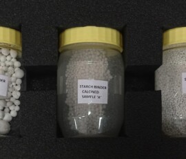 Micronized material, calcined material with various binders